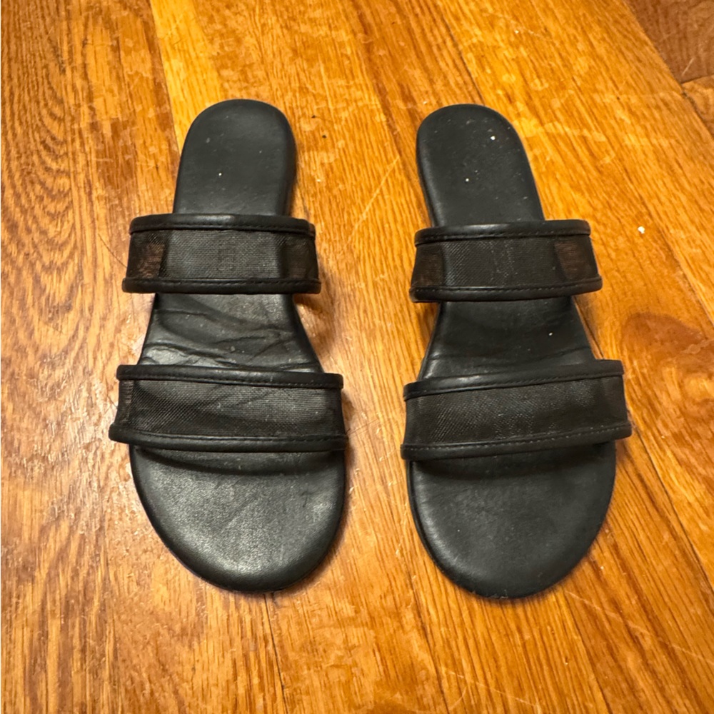 TKEES Black Double Strap Sandals
